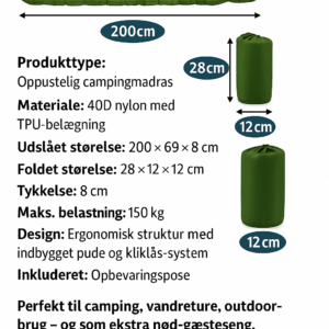 Stort liggeunderlag med indbygget pumpe <br><b>Slidstærk og super komfortabel <br> NY LAV PRIS!</b>